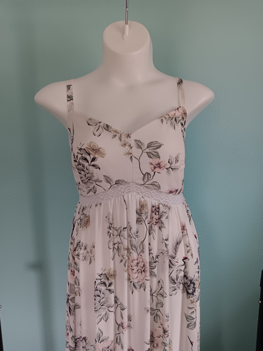 Torrid 3x White Floral Spaghetti Strap Chiffon Maxi Dress